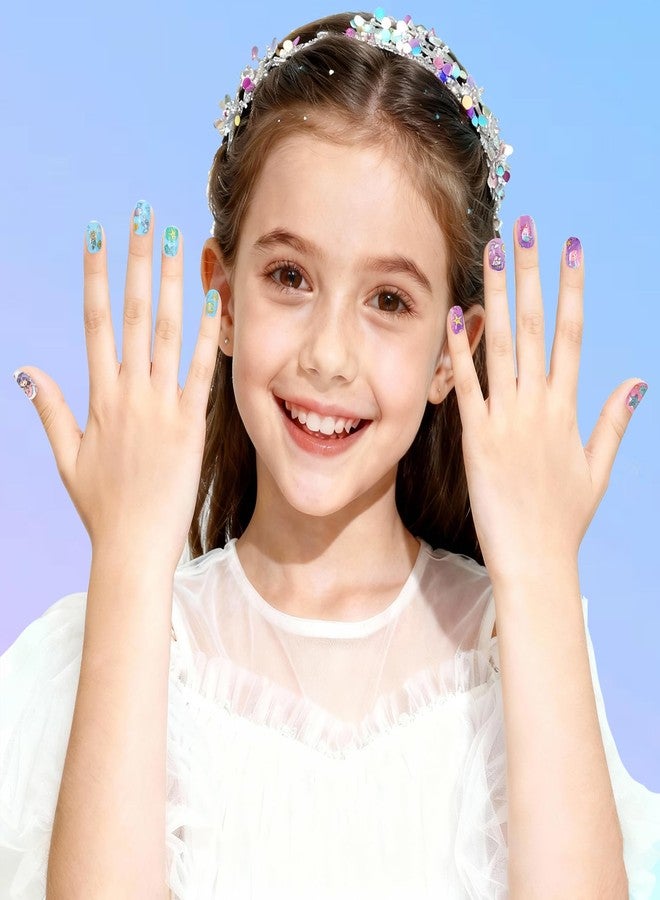 لازا مجموعة لازا من 10 أوراق ملصقات أظافر للأطفال، ملصقات تدوم طويلاً، ملصقات أظافر ذاتية اللصق، زينة أظافر بتصميم صدفة بحرية وحورية البحر، هدية رائعة لعيد الميلاد للأطفال والفتيات - عالم المحيط - Image 2